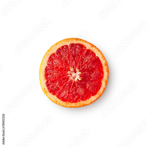 grapefruit slice with shadow isolated on transparent background