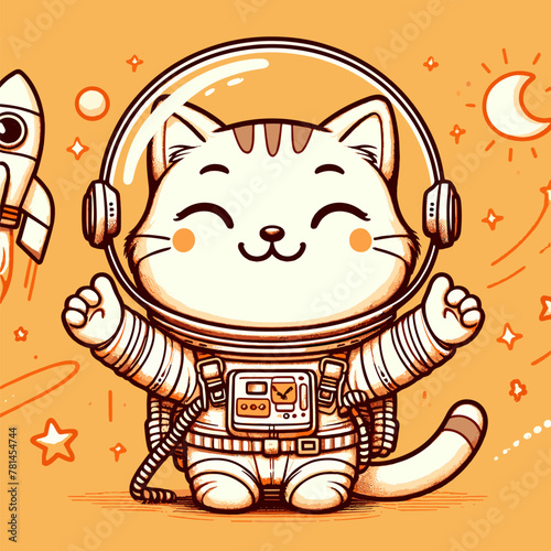 Cosmic Cat with Orange Stellar Glow