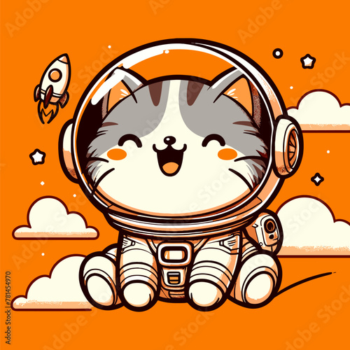 Cosmic Cat with Orange Stellar Glow