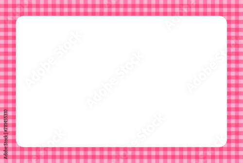 チェック柄フレーム、ピンク