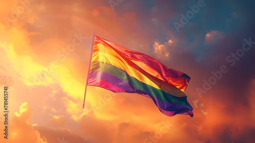 Rainbow flag for pride month  Parade celebrating of LGBTQ community  pride festival