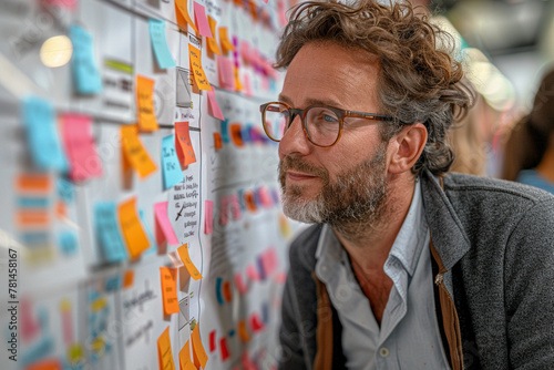 A collaborative project management session with team members utilizing agile methodologies for iterative development, showcasing flexibility and responsiveness