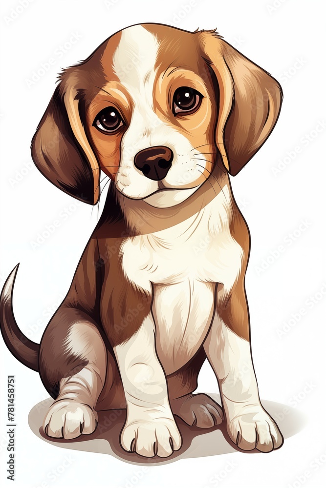Cute puppy on a white background Created with Generative AI technology.