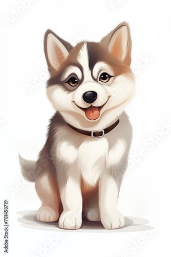 Cute puppy on a white background Created with Generative AI technology.