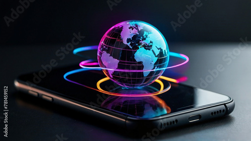 Generative AI illustration picture, smart phone opening app for gps location