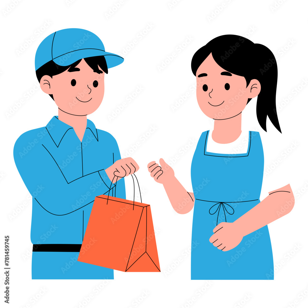 delivery person delivering a package delivery person delivering a package