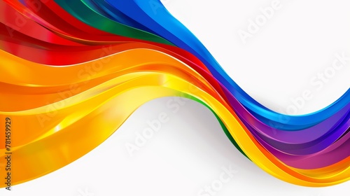 Dynamic abstract ribbon wave in rainbow colors isolated on a white background