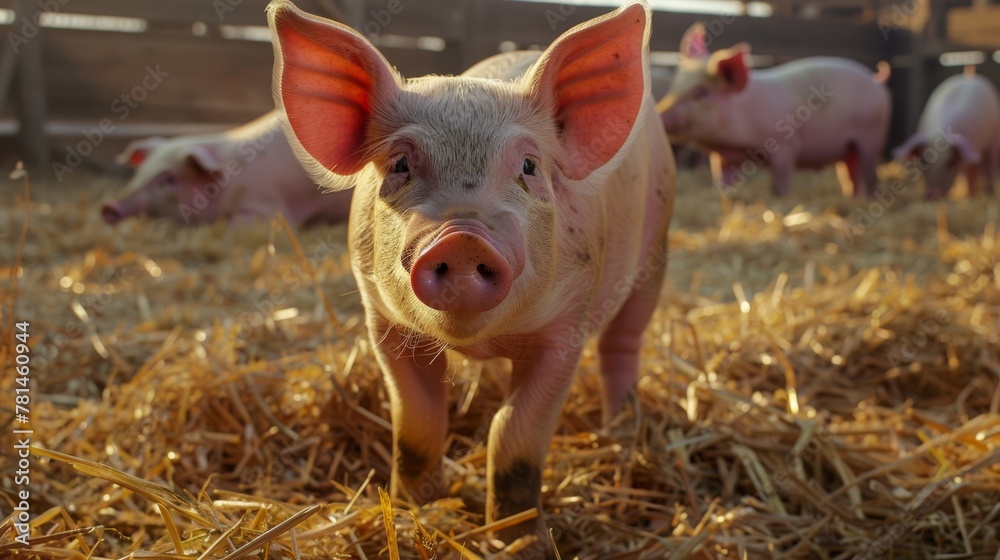 A Curious Young Piglet on Farm A Curious Young Piglet on Farm