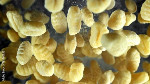 Super slow motion Italian gnocchi . High quality FullHD footage