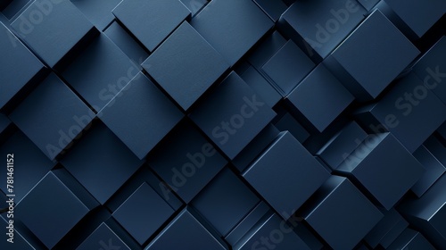 Abstract geometric pattern of blue 3D cubes. Texture background with copy space. Modern design concept