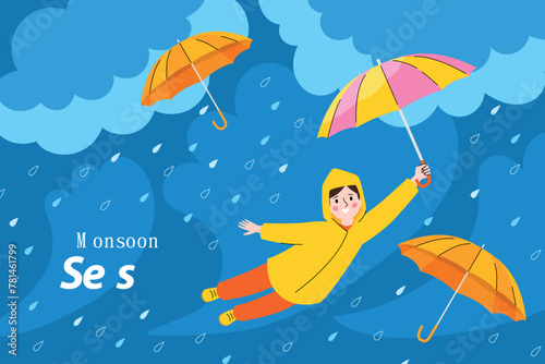 Flat background for monsoon season sale