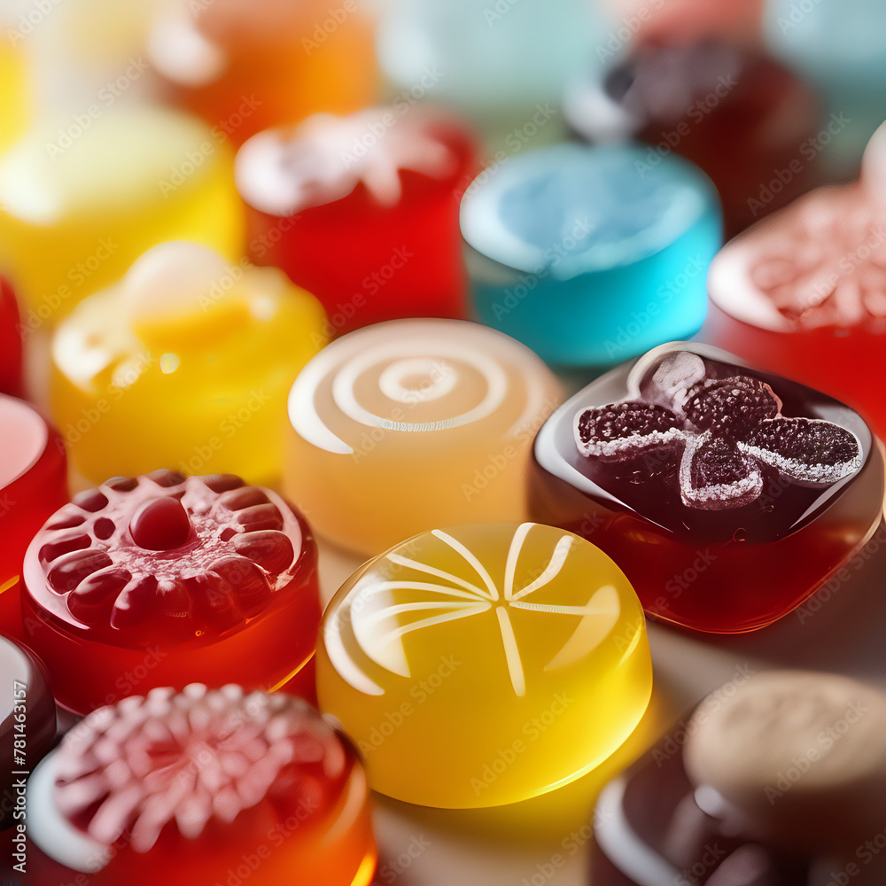 photo close up view of assortment of different jelly candies - generated by ai photo close up view of assortment of different jelly candies - generated by ai