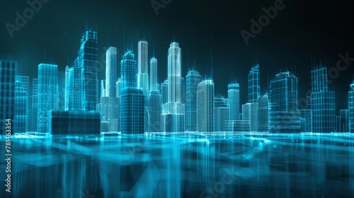 3D holographic projection Blue Technology digital city