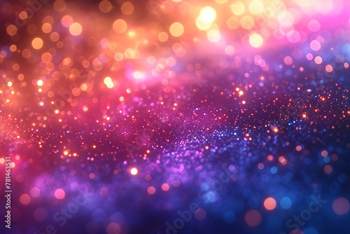 Glittering gradient background with hologram effect and magic lights. Holographic abstract fantasy backdrop with fairy sparkles  gold stars and festive blurs.