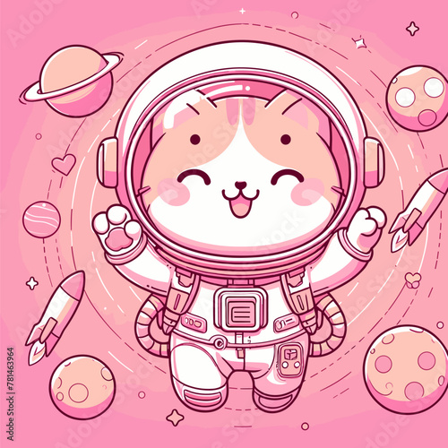 Cat Astronaut in the Pink Void