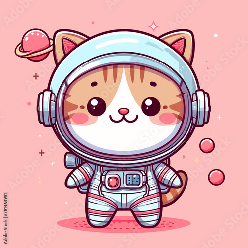 Pink Orbital Adventure with Space Cat