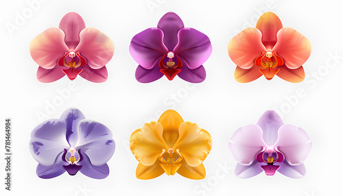 assorted colored orchid emojis