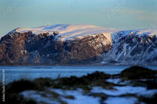 Obraz na płótnie View at the mountains at Vigra island, Norway. w salonie