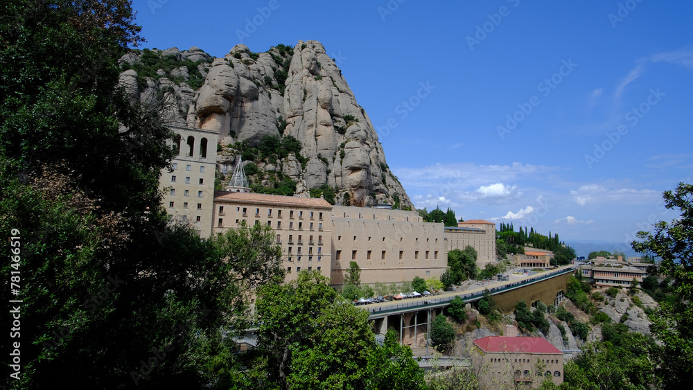 The Mountain of Montserrat with the Benedictine monastery of Santa Maria De Montserrat Barcelona Spain.