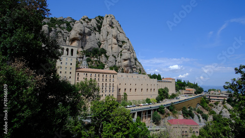 The Mountain of Montserrat with the Benedictine monastery of Santa Maria De Montserrat Barcelona Spain.