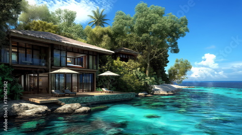 Secret Tropical Island  Luxurious Villas on Turquoise Sea Shore