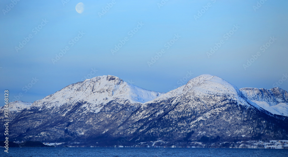 View at the winter mountains near Molde (More og Romsdal, Norway).