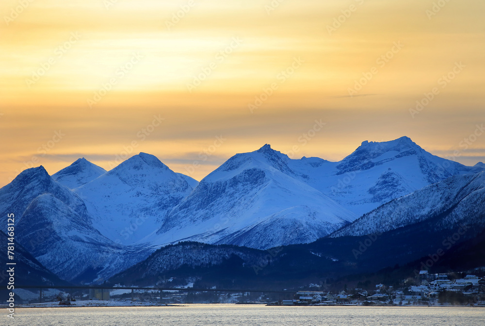 View at the winter mountains near Molde (More og Romsdal, Norway).