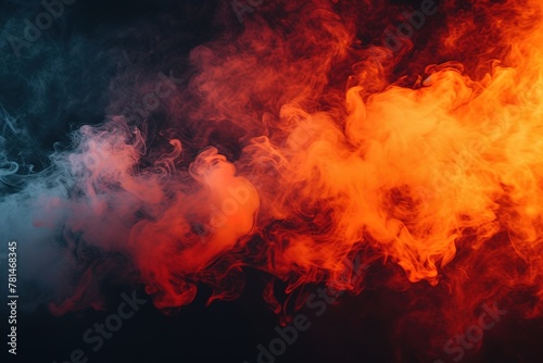 Orange and red steam on a black background.