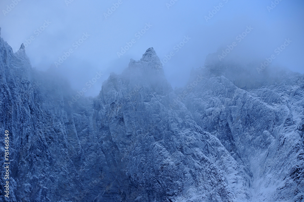 Trollveggen mountains in winter (Norway).