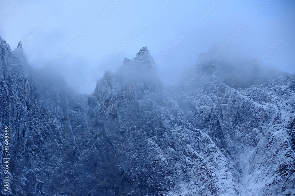 Trollveggen mountains in winter (Norway).