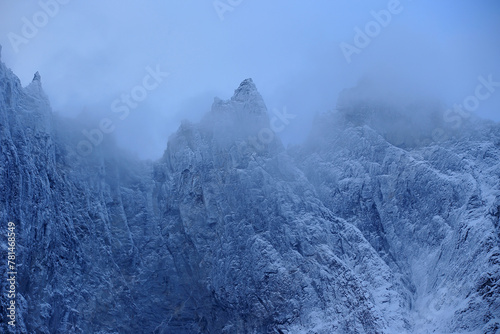 Obraz na płótnie Trollveggen mountains in winter (Norway). w salonie