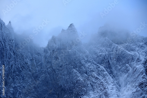 Obraz na płótnie Trollveggen mountains in winter (Norway). w salonie
