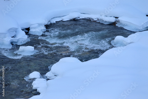 Obraz na płótnie Winter river near Bjorli, Norway. w salonie