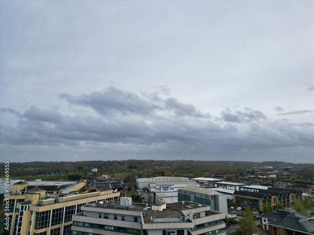 Aerial View of Elstree London City of England Great Britain during Cloudy and Windy Day. April 4th, 2024