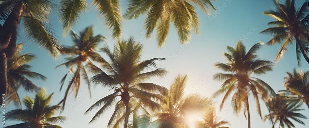 Fototapeta premium Tropical Serenity under Golden Sun, Generative AI