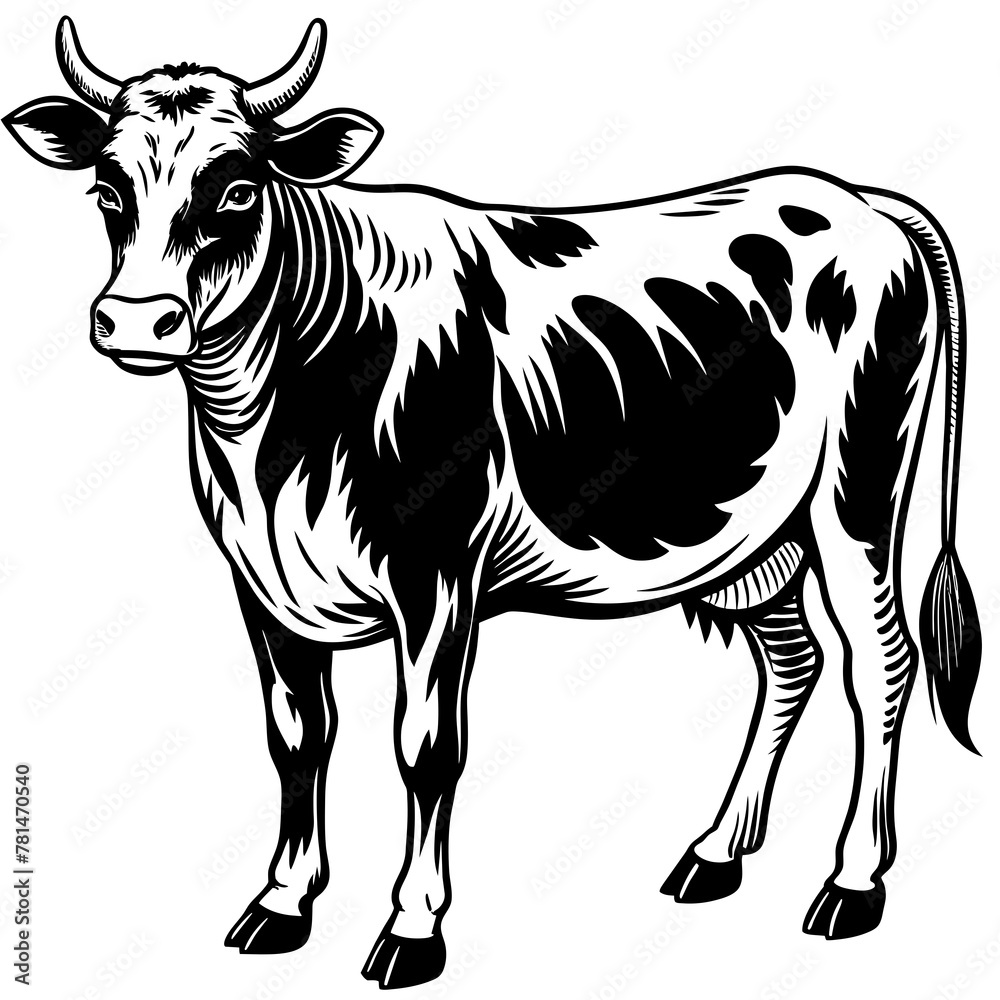 Fototapeta premium cow silhouette vector illustration 