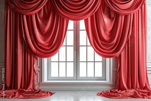 Red Curtain window isolated