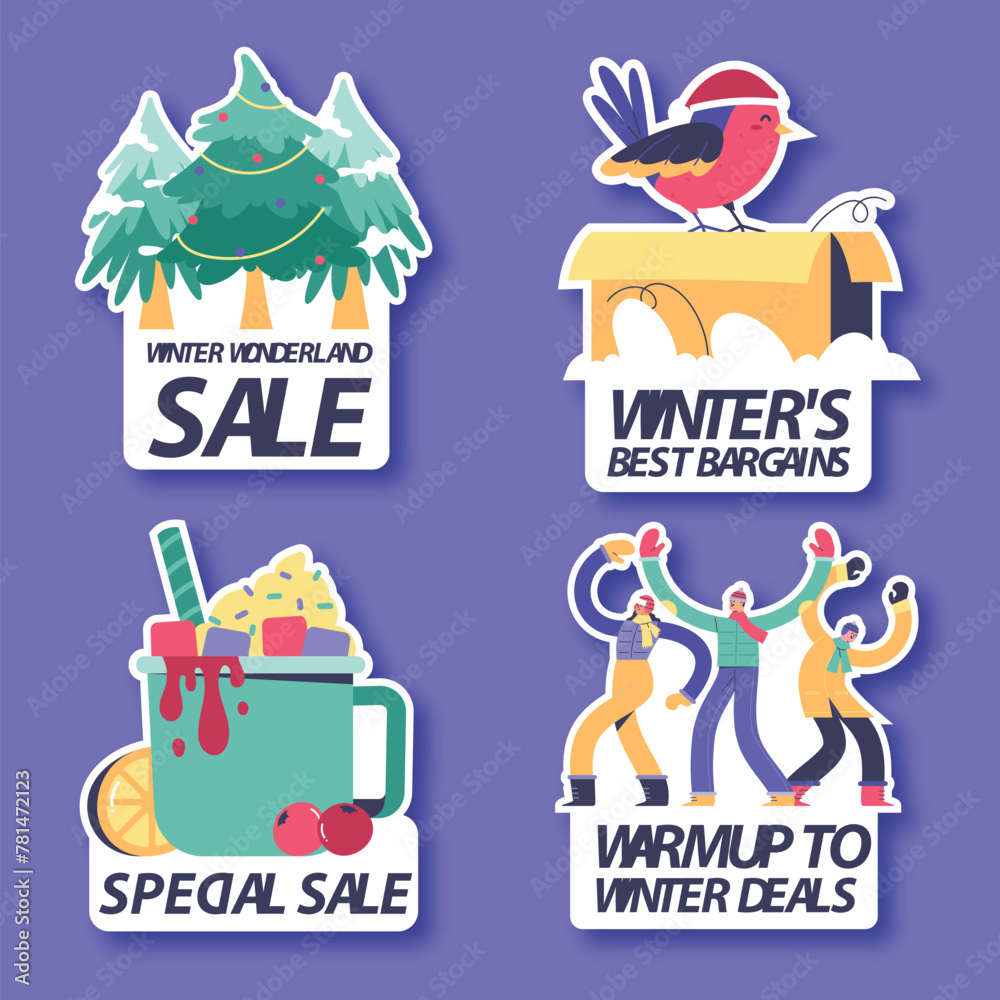 Flat labels collection for wintertime season