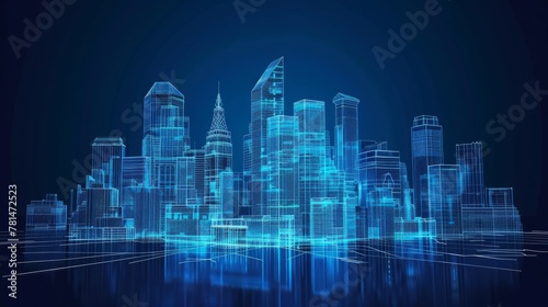 3D holographic projection Blue Technology digital city © SHI