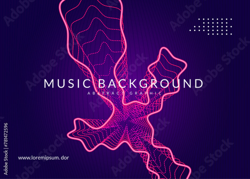 Music Design. Fest Festival Template. Psychedelic Disco Illustration. Electro Cover. Green Sound Banner. Party Background. Blue Edm Magazine. Violet Music Design