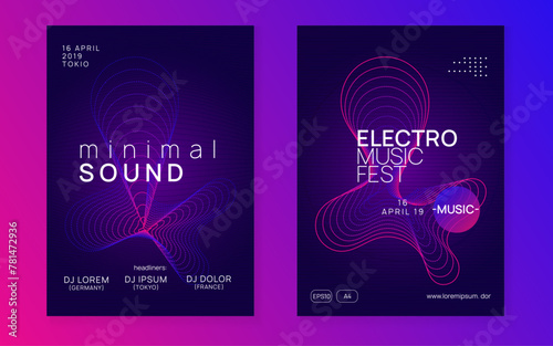 Night Club Banner. Pink Fest Magazine. Violet Discotheque Design. Psychedelic Radio Invitation. Trance Vector. Edm Electro Template. Night Club Event. Green Night Club Banner