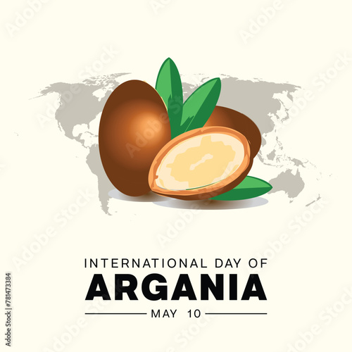 International Day of Argania design with argania fruit. Vector illustration