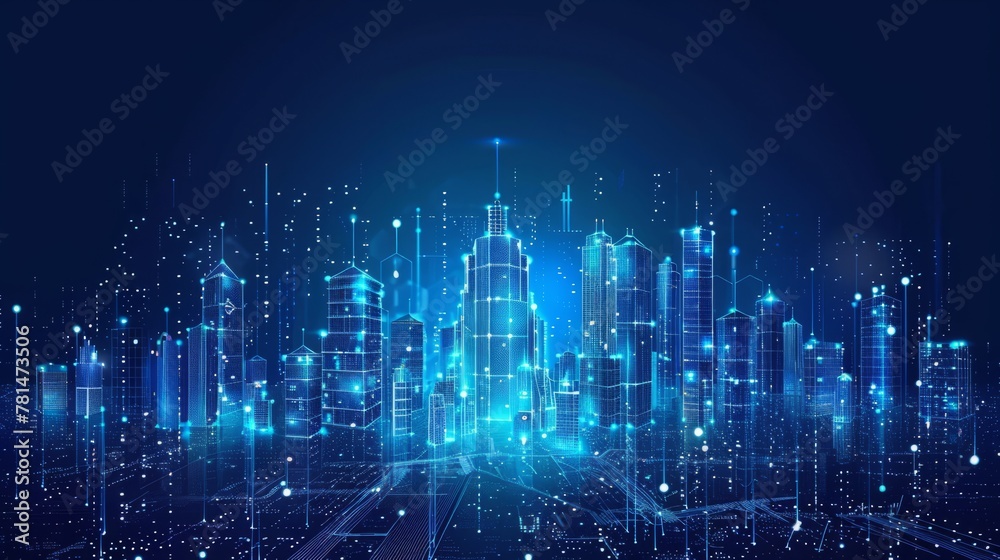 3D holographic projection Blue Technology digital city 3D holographic projection Blue Technology digital city