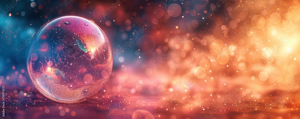 Iridescent soap bubble on multicolored background. Iridescent soap bubble on multicolored background.