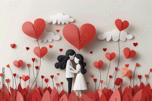 Experience Artistic Love: Modern and Romantic Illustrations Perfect for Celebrating Proposals, Valentine's Day, and Romantic Moments photo