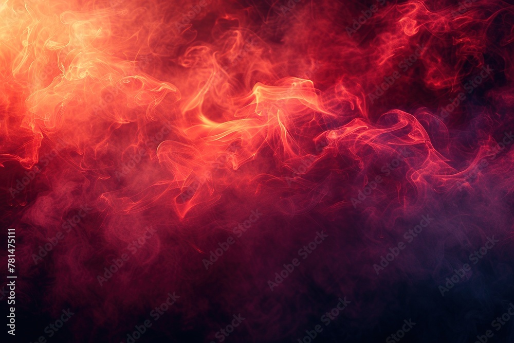 Smoke and light scene, red black background