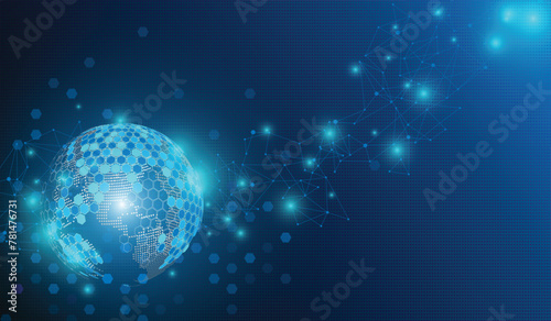 Global network connection and communication technology.Global network background.social network.	