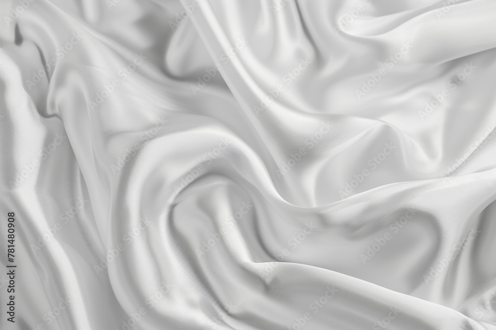 Fototapeta premium Elegant white silk fabric texture abstract waves. Soft textile background