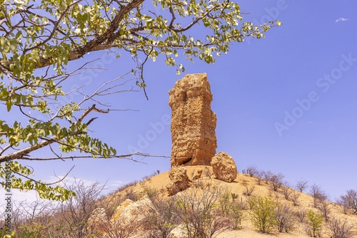 Picture of the famous Vingerklip rock needle in northern Namibia during the day