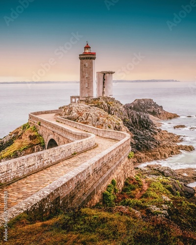 panoramic views of the famous le petit minou lighthouse, located in a picturesque area of Brittany. Concept of wonders in the world